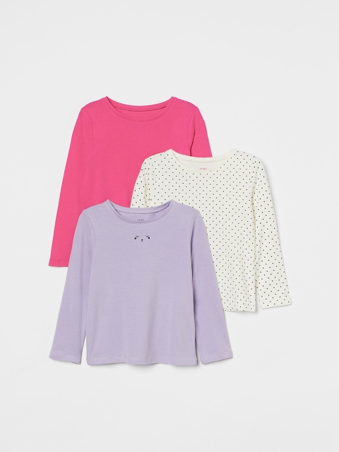 

H&M Girls Pack Of 3 Solid Tops, White