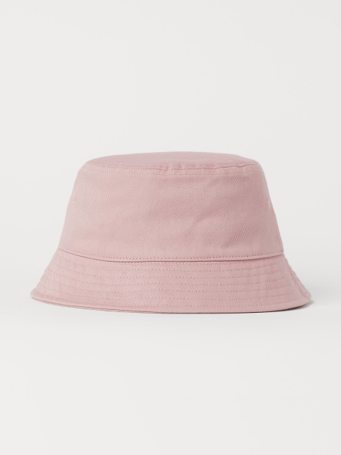 

H&M Men Pink Solid Cotton Twill Bucket Hat