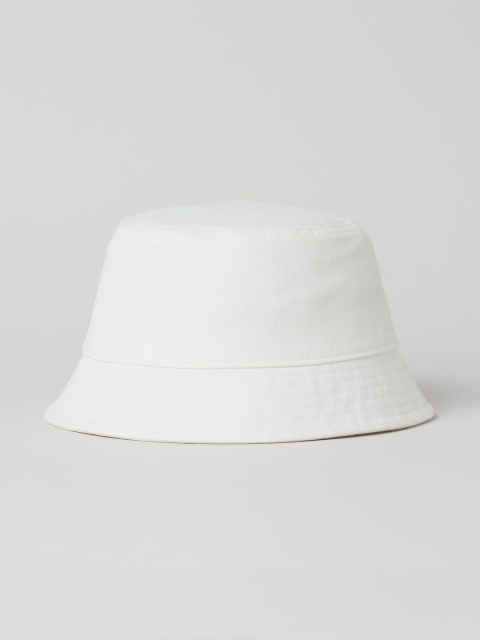 

H&M Men White Solid Cotton Twill Bucket Hat