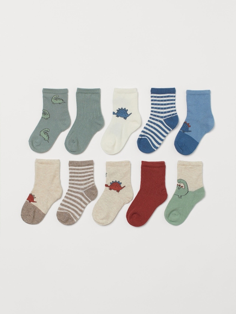 

H&M Girls Multicoloured Solid Pack Of 10 Socks, Multi