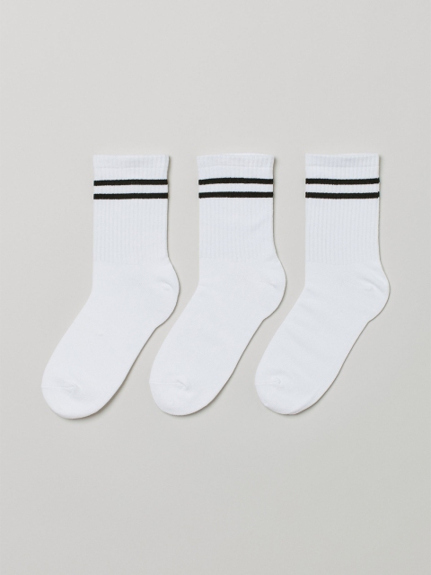 

H&M Girls White Solid Pack Of 3 Socks