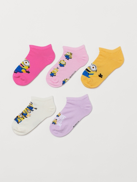 

H&M Girls Multicoloured Printed Pack Of 5 Socks, Multi
