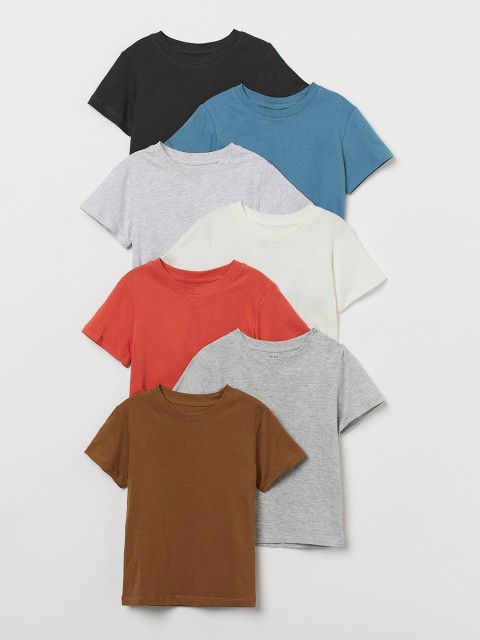 

H&M Pack Of 7 Solid Cotton T-shirts, White