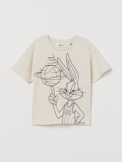 

H&M White Oversized Printed T-shirt