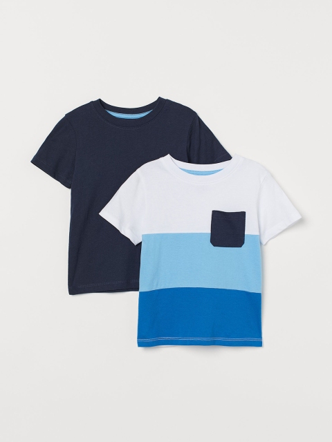 

H&M Boys Pack Of 2 Colourblocked T-shirts, Blue