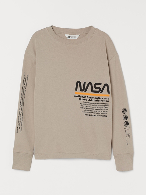 

H&M Boys Beige Printed Cotton Jersey Top