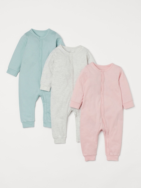 

H&M Girls Pack of 3 Solid Rompers, Green