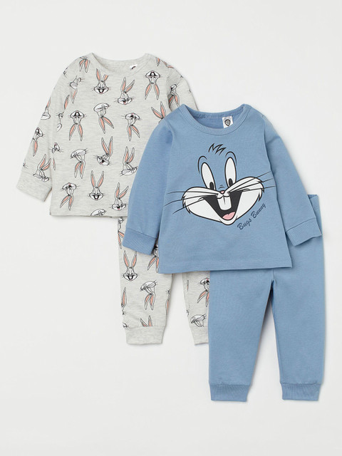 

H&M Kids Girls Pack Of 2 Printed Jersey Pyjamas, Grey