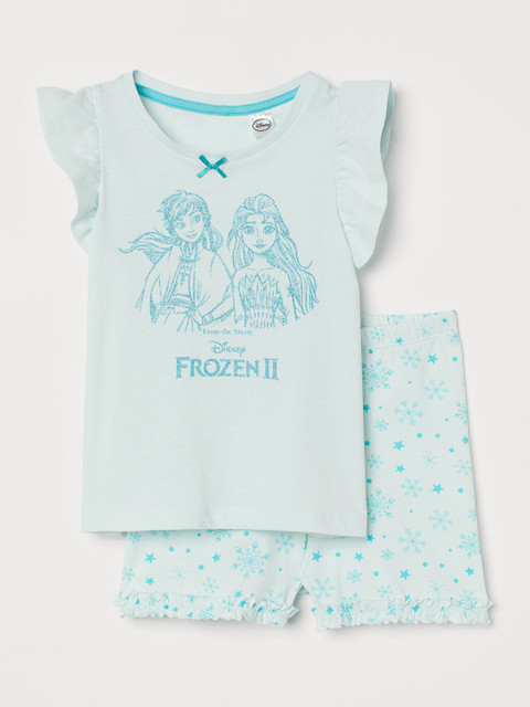 

H&M Girls Blue Printed Pyjamas, Turquoise blue