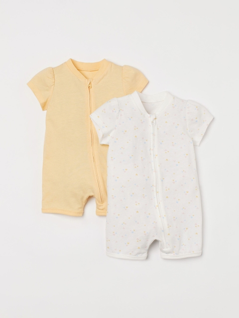 

H&M Girls Pack of 2 Printed Zip-Up Pyjamas, White