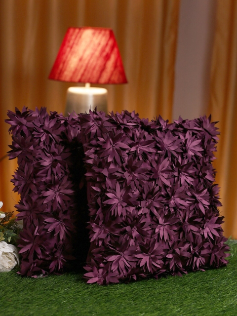 

HOSTA HOMES Burgundy Set of 2 Embellished Square Cushion Covers