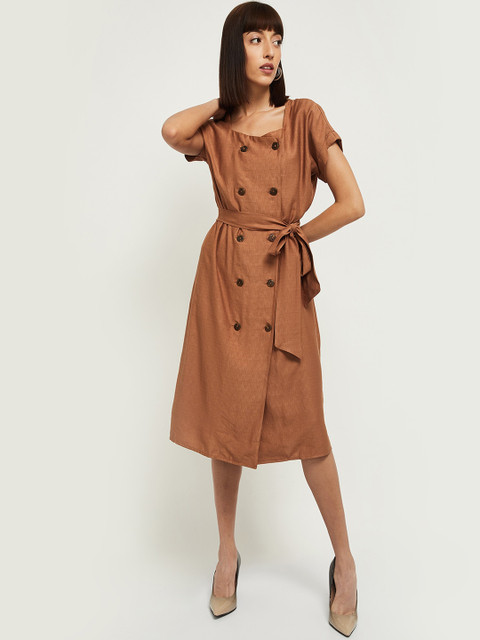 

max Women Brown Wrap Dress