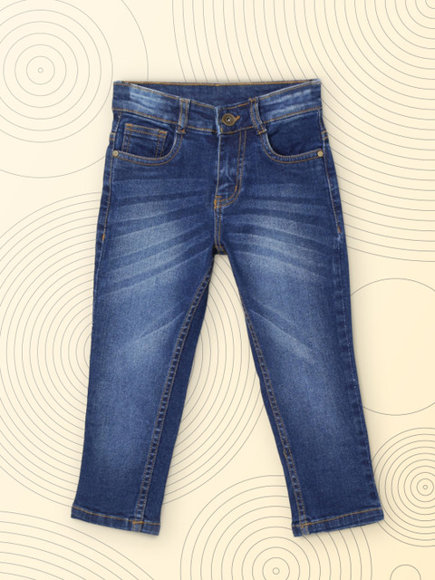

max Boys Blue Heavy Fade Regular Fit Jeans