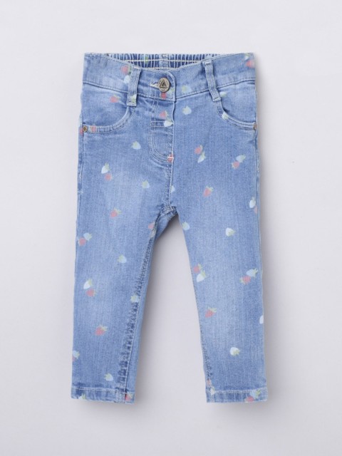 

max Infant Girls Blue Conversational Printed Light Fade Jeans