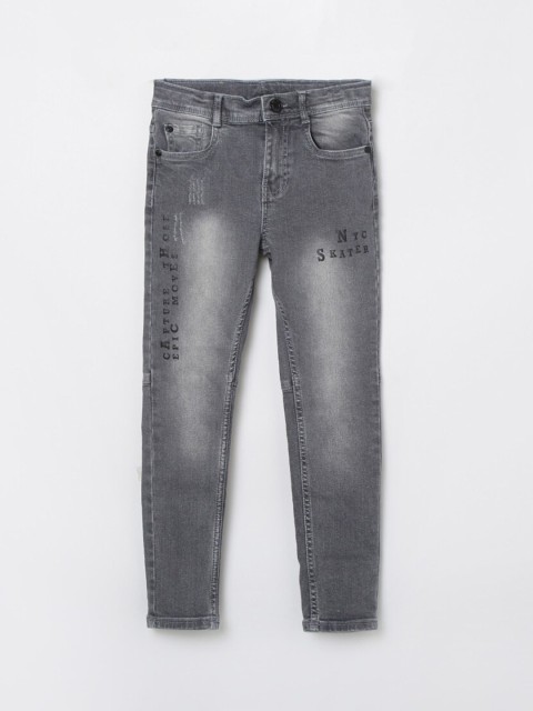 

max Boys Grey Low Distress Heavy Fade Jeans
