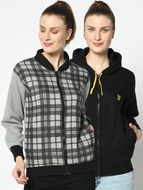 

VIMAL JONNEY Women Pack of 2 Black and Grey Sweatshirts