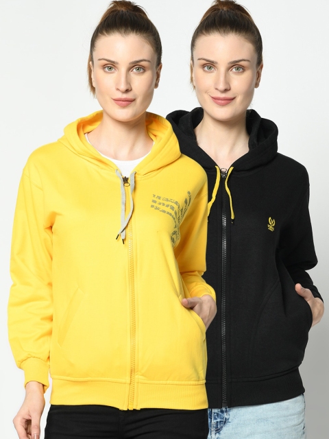 

VIMAL JONNEY Women Pack of 2 Black and Yellow Sweatshirts