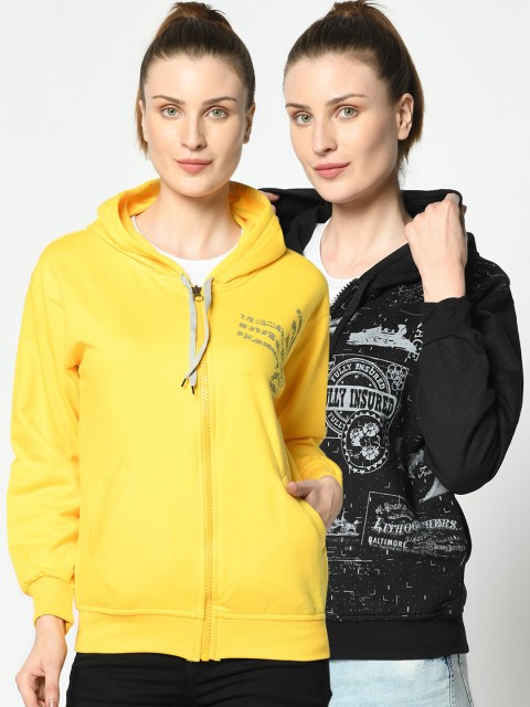 

VIMAL JONNEY Women Pack of 2 Black and Yellow Sweatshirts