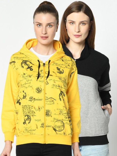 

VIMAL JONNEY Women Pack Of 2 Sweatshirts, Yellow