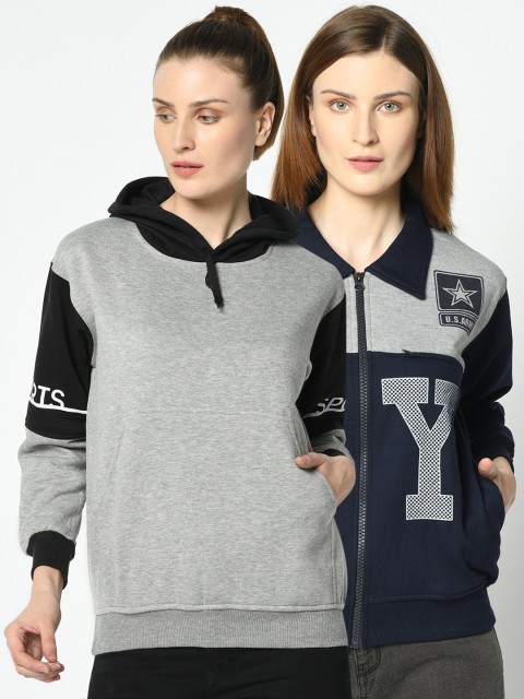 

VIMAL JONNEY Women Pack Of 2 Sweatshirts, Grey