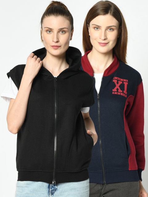 

VIMAL JONNEY Women Pack Of 2 Sweatshirts, Black