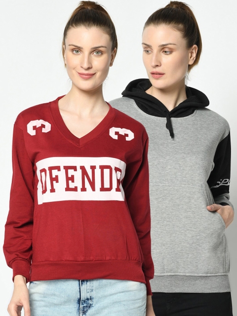 

VIMAL JONNEY Women Pack Of 2 Sweatshirts, Maroon