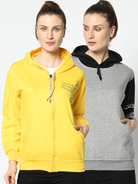 

VIMAL JONNEY Women Pack Of 2 Sweatshirts, Yellow