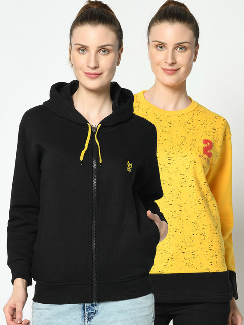 

VIMAL JONNEY Women Pack Of 2 Sweatshirts, Yellow