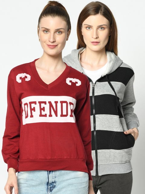 

VIMAL JONNEY Women Pack Of 2 Sweatshirts, Maroon