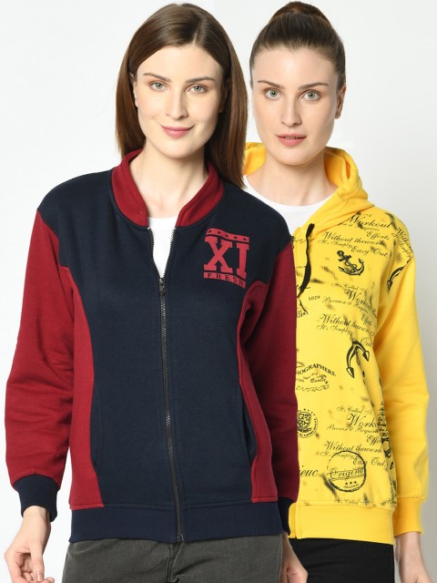 

VIMAL JONNEY Women Pack Of 2 Sweatshirts, Yellow