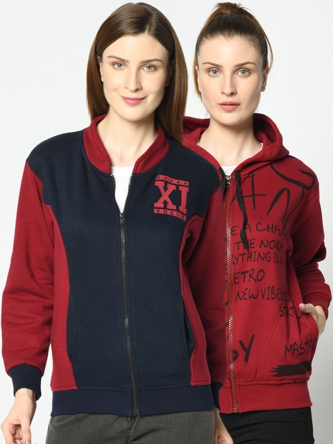 

VIMAL JONNEY Women Pack Of 2 Sweatshirts, Maroon