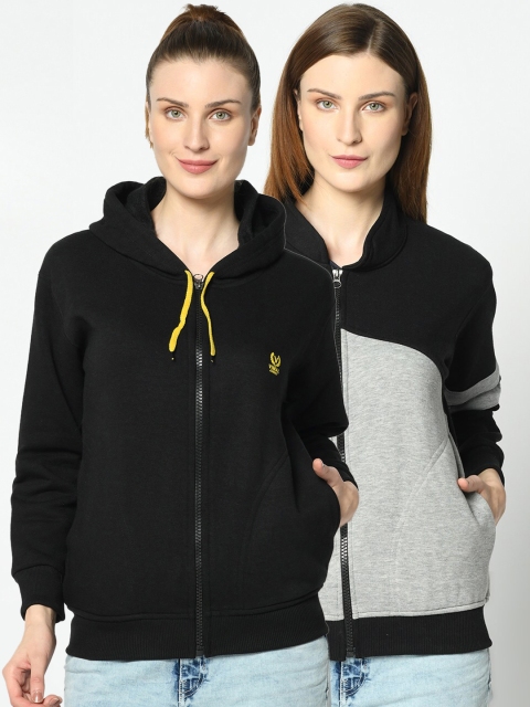 

VIMAL JONNEY Women Pack Of 2 Sweatshirts, Black