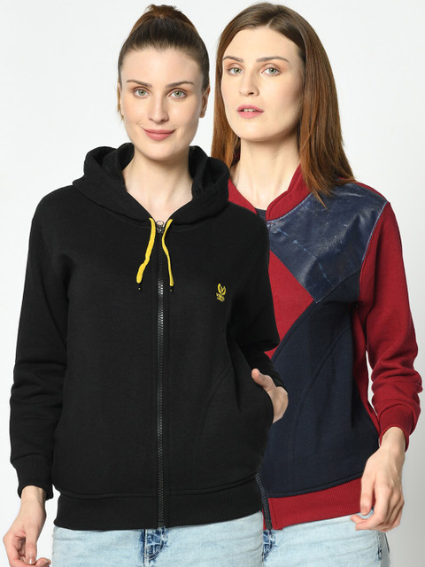 

VIMAL JONNEY Women Pack Of 2 Sweatshirts, Maroon