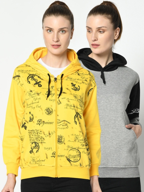 

VIMAL JONNEY Women Pack Of 2 Sweatshirts, Yellow