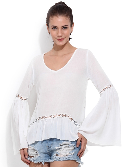 

Trend Arrest Women White Solid Regular Top