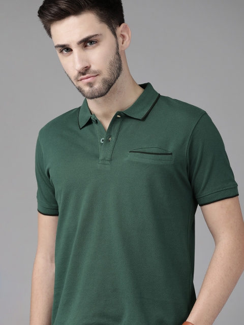 

Roadster Men Green Polo Collar T-shirt