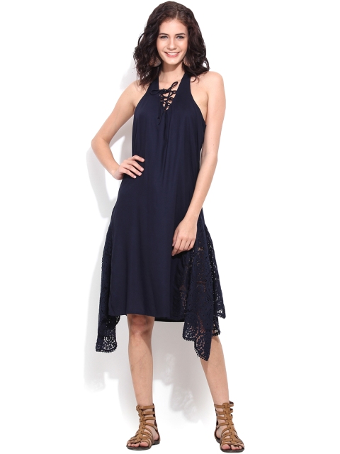 

Trend Arrest Women Navy Solid A-line Dress, Navy blue
