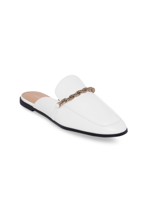 

CHARLES & KEITH Women White Embellished Mules Flats