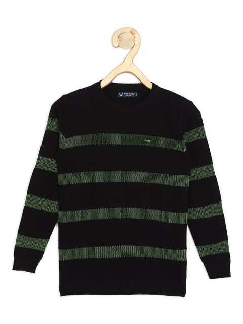 

Allen Solly Junior Boys Black & Green Striped Pullover