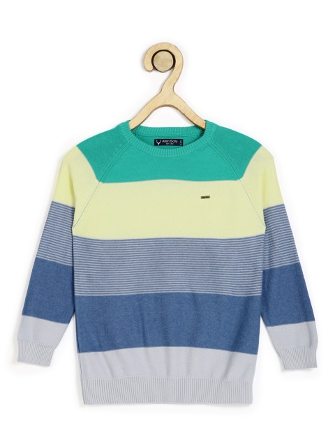 

Allen Solly Junior Boys Green & Yellow Striped Pullover