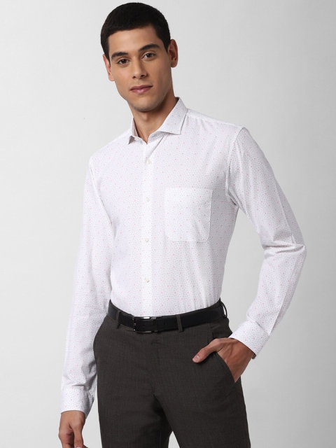 

Peter England Men White Slim Fit Printed Cotton Formal Shirt