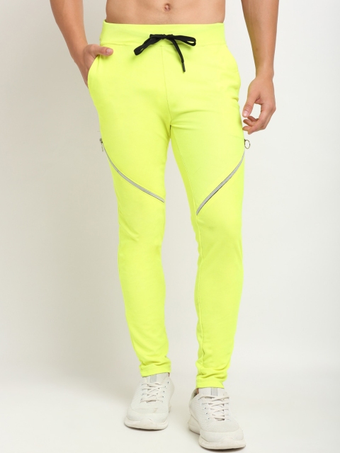 

NEUDIS Men Fluorescent-Green Solid Slim-Fit Trackpants