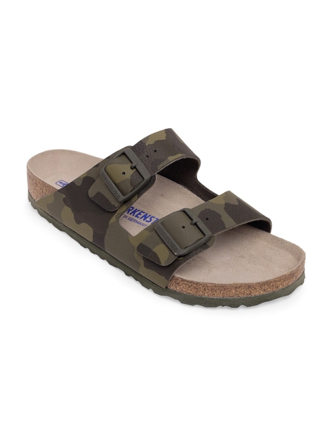 

Birkenstock Men Arizona Soft Footbed Nubuck Leather Grey Regular Sandals, Green