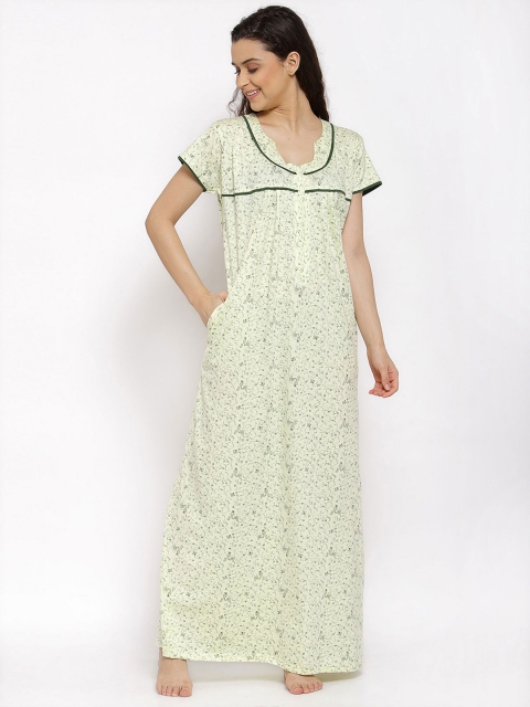 

Fasense Women Green Printed Nighty