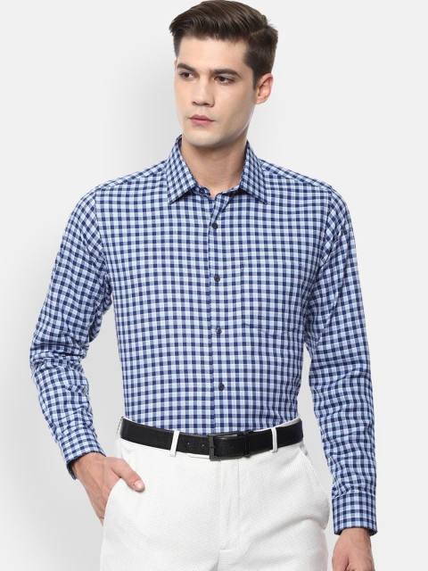 

Van Heusen Men Blue Gingham Checked Formal Shirt