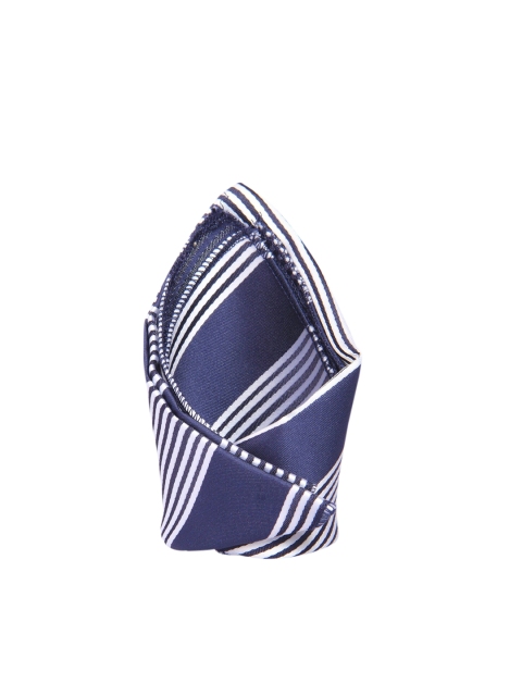 

Tossido Men Navy Blue & White Striped Woven Pocket Square