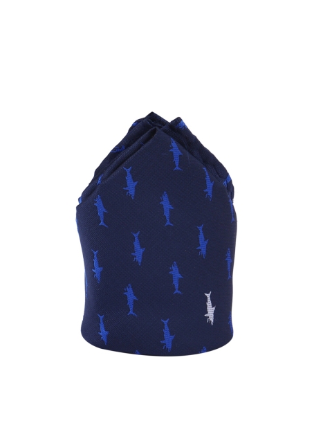 

Tossido Men Navy Blue & White Conversational Woven Design Pocket Square