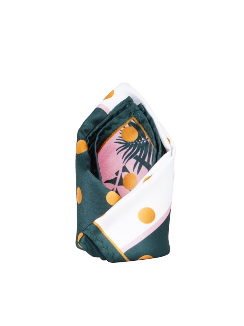 

Tossido Men White & Green Printed Pocket Square