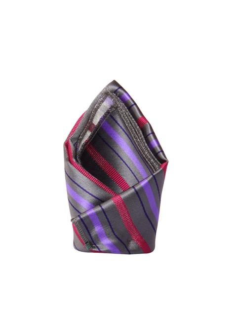 

Tossido Men Grey & Pink Striped Woven Pocket Square