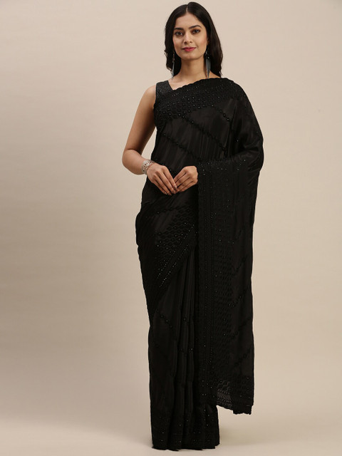 

Soch Black Embellished Embroidered Pure Crepe Saree